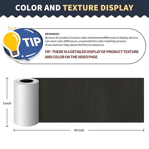 ONine Professional Leather Repair for Sofa,Leather Repair Tape 3x60in(Dark Gray Leather) - color: Dark Gray Leather, size: 3 x 60 inches