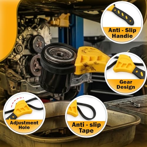 2-Pack Adjustable Rubber Strap Wrench Set, 6" & 8" Non-Slip Oil Filter Wrench and Jar Opener, Universal Plumbing Tool for Water Filter, Shower Head, Sink Drain, Faucet and Pipe Removal