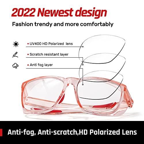 Safety Glasses Anti-Fog Eye Protection Blue Light Blocking Glasses for Women Men - color: Pink