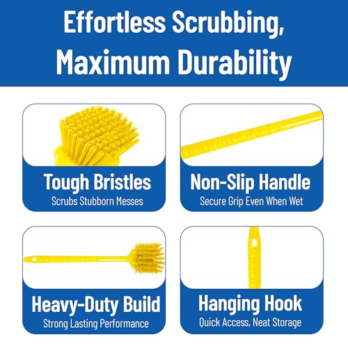 SPARTA 20 Inch Floater Scrub Brush, Polybutylene Bristles, Yellow