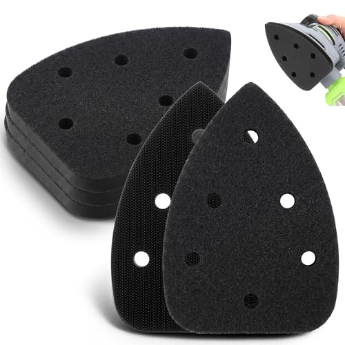 5 Pcs 6 Holes Foam Sanding Pad, Black, Compatible with Ryobi Sander - color: Black, size: 6 Holes