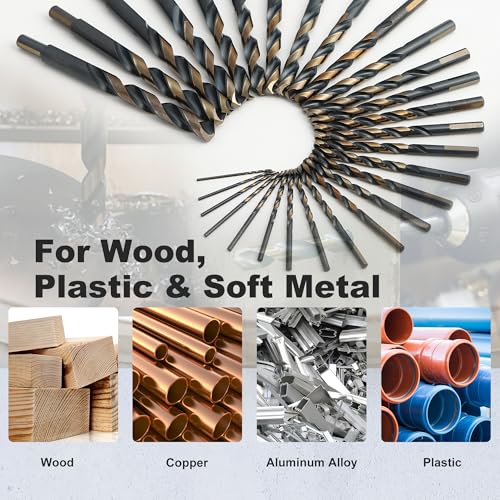 29PCS Metal Drill Bit Set, M2 Twist Drill Bits with Case