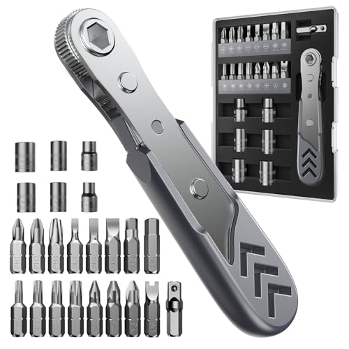 AXTH 23in1 Right Angle Ratcheting Screwdriver Set, 1/4" Driver Repair Tool - style: 23in1