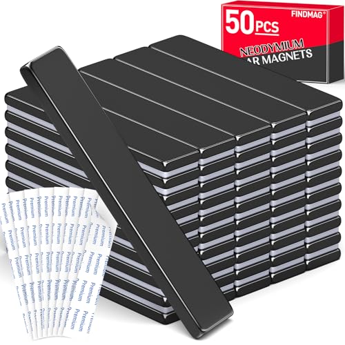 FINDMAG Adhesive Magnet Strips, 50 Pack 2.36x0.39x 0.12in, Rare Earth - color: Black, size: 2.36 x 0.39 x 0.12 in