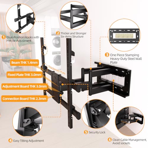 TV Wall Mount for 50-90 inch TVs, 200mm (7.87") Height Adjustable - size: 50-90 Inch