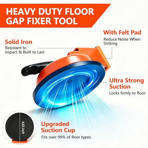 Floor Gap Fixer Tool, Heavy Duty Suction Cup Repair Laminate Flooring Gaps, Adjustable Leveling Setter with 10 Sticky Pads & 1 Rubber Mallet for Hardwood, Vinyl Plank, LVP & Tile Flooring Installation
