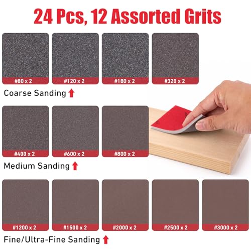 24 Pcs 400 Grit Sanding Sponges, Wet Dry Sanding Blocks for Polishing - size: 24 PCS-400 Grit