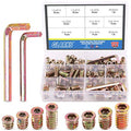 Glarks 120Pcs 1/4"-20, 5/16"-18 Threaded Inserts Nuts Assortment Set, Zinc Plated Carbon Steel Hex Socket Drive Furniture Flanged Screw-in Nut with M6 M8 Hex Wrench for Wood Furniture - size: 1/4"-20 & 5/16"-18 Assortment