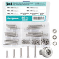 M6 x 30mm 35mm 40mm 45mm 50mm, Hex Socket Head Cap Screws Bolts Washers Nuts Assortment Kit, Stainless Steel 304, Metric Allen Drive, 80 PCS - size: Socket M6x30/35/40/45/50 mm