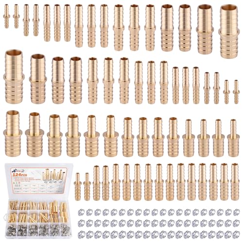 124PCS Brass Splicer Hose Barb Fittings Assortment