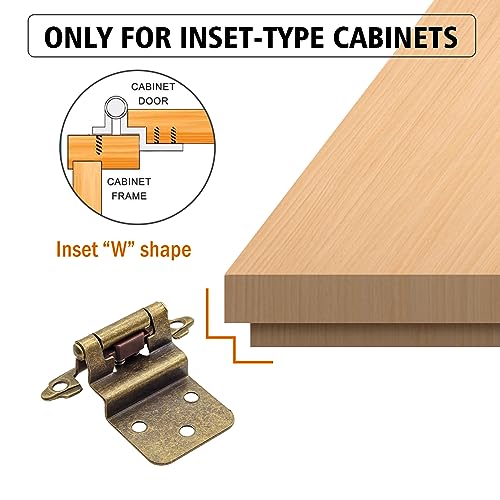 50 Pack (25 Pairs) 3/8 Inch Inset Antique Brass Hinges Self Closing - color: Antique Brass, size: 50 Pack (25 Pairs)