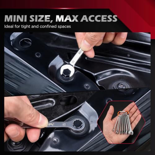 Premium Midget Wrench Set - 22-Piece Mini Combination Wrench Set Metric & SAE Ignition Wrench Sets 4-10mm & 5/32'' to 7/16'' Lightweight Small Carry Pouch - color: 22-pc Small Wrench Set