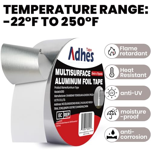 ADHES Heavy Duty Aluminum Foil Tape 2 Inch x 210 Feet(70 Yards) - size: 2in x 70yd