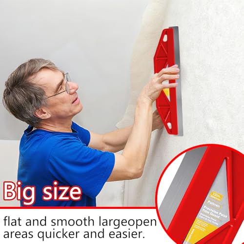 12-Inch Paint Edger & Trim Guard, Stainless Steel Straight Edge Tool - color: Red