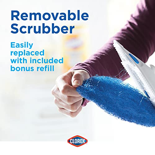 CLOROX Extendable Tub and Tile Scrubber (Pack of 2) with Extra Pad - Plastic Head, Blue, Tile Surface - size: 1 Count (Pack of 2)