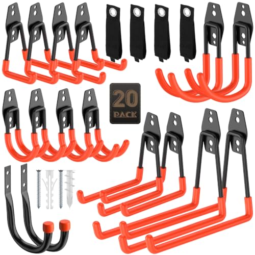 Heavy Duty Garage Hooks for Storage & Hanging Items, 20-Pack - color: 20-Pack Set Orange