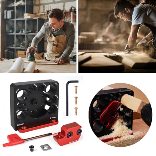 Adjustable Dowel Maker Jig Kit, Imperial 5/16 to 3/4 Inch Aluminum Alloy Dowel Rod Making Jig with 8 Holes, Drill Milling Auxiliary Tool for Making Round Wood Dowel Sticks