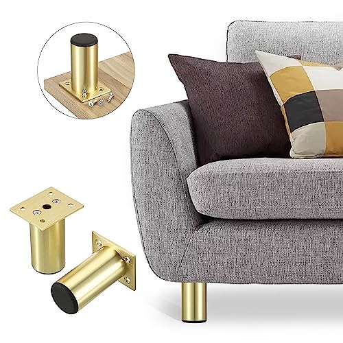 Sumnacon 4PCS Aluminium Alloy Furniture Legs, Round Adjustable Feet, 3 Inch - color: Gold, size: 3 Inch Height