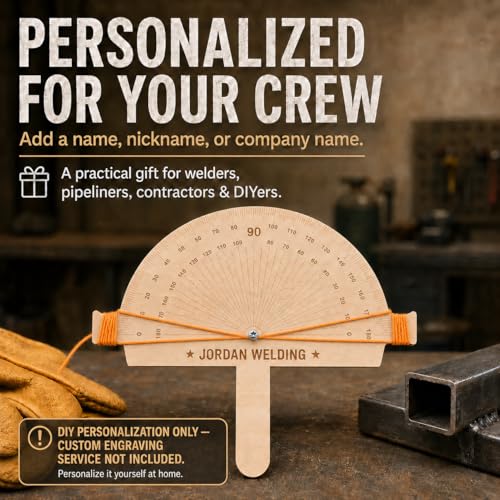 Wooden Angle Finder Tool with Orange String Line, 12" x 10" Birch Plywood Angle Ruler Protractor, 5mm Degree Finder for Construction Layout, Fencing, Foundation Marking, Welding, Pipelining & DIY