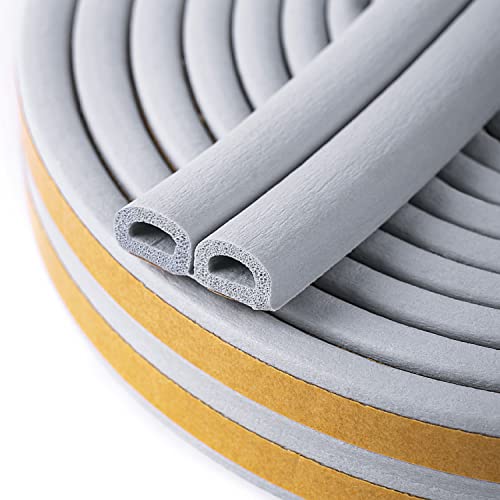 CloudBuyer Door & Window Weather Stripping, Soundproof Insulation Seal Strip with Self-Adhesive Rubber Collision Protection, 16.5 Ft (Grey) - color: Gray, size: 16.5Ft