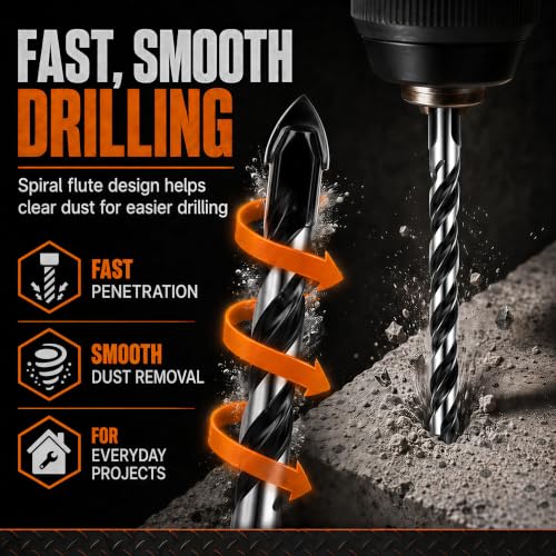 10-Piece Masonry Drill Bit Set & Concrete Drill Bit Set, 7 Sizes, 1/8"-1/2" - size: 10 pcs 1/8"-1/2" Masonry Drill Bit Set