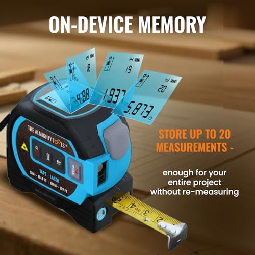 The Almighty Ruler Laser Tape Measure | Smart Range Finder | 196ft/ 60m - color: Blue, style: 60m