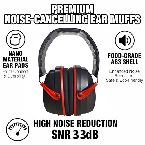 Ear Muffs For Noise Reduction Cancelling SNR 33dB Hearing Protection Headphones Earmuffs Shooting Gun Range Mowing Ultimate Comfort Design High Blocking