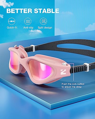 ZIONOR Swim Goggles, G1 SE Swimming Goggles Anti-Fog for Adult Men Women - color: A7-clearrevopurple Lens Pink Frame