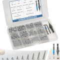 420PCS Flat Head Phillips Wood Screws Assortment Kit, 304 Stainless Steel Self-Tapping Screw with Adjustable Wood Countersink (SS304 M3) - size: SS304 M3