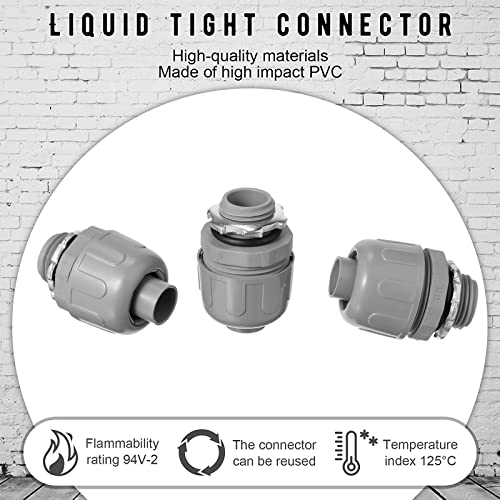 Maitys 30 Pcs 1/2 Inch Liquid Tight Connector Straight 180 Degree