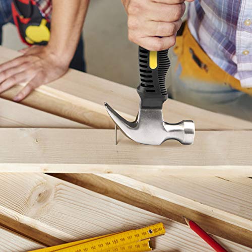 ZOENHOU 6 PCS 8 Oz Claw Hammer, Small Stubby Mini Hammers Bulk with Anti-Slip Plastic Coated Soft Handle, Roofing Tools for Car Window Framing Jewelry Making, 6.5 Inch