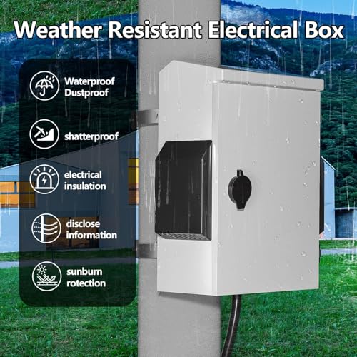 Outdoor Electrical Box with Thermostat and Fan, Cold-Rolled Steel Plate, Aluminum Alloy Back Beam, One-Piece Ventilation Design, IP65 Waterproof, Wall/Pole Mounted. (17.7" x 13.8" x 8") - size: 17.7" x 13.8" x 8"