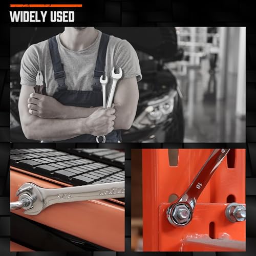 HORUSDY 22-Piece Wrench Set, Metric & SAE, 9mm - 19mm, 1/4" - 7/8", Combination Wrenches Set with Storage Rack, 12 Point Chrome Vanadium Steel - style: 22-Piece Wrench Set(Metric&SAE)