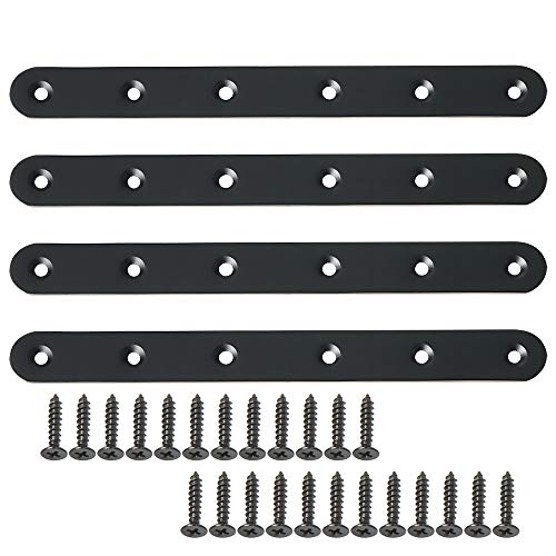 Alise Flat Bracket ,8 Inch Black Mending Plate Flat Brace for Wood Shelves - color: Black, size: 8 Inch