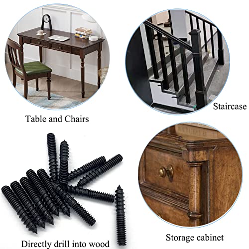12 Pack 1/4-20 x 1-1/2 Inch Black Hanger Bolts 1/4-20" Double Headed Bolts 1/4 Wood Dowel Screw Self-Tapping Screw Hanger Bolts for Furniture Screws Double Screw Threaded Rods Bolt 37mm Length - size: Black 1/4-20"x1-1/2"-12PCS