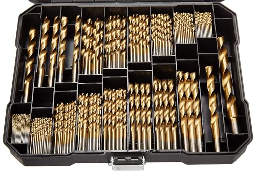 230 Pieces Titanium Twist Drill Bit Set, 135° Tip High Speed Steel, Size from 3/64" up to 1/2", Ideal Drilling in Wood/Cast Iron/Aluminum Alloy/Plastic/Fiberglass, with Hard Storage - size: 230 Piece Twist Drill Bits Set 135°