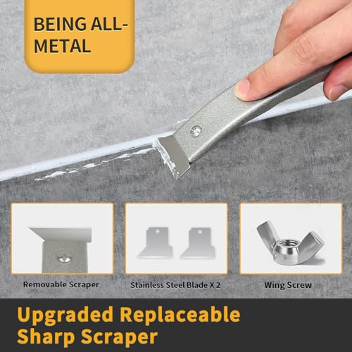 Caulking Tool-Caulk Remover Tool Kit,Grout Removal Tool,Silicone Bathroom Caulk Finishing Tool with Stainless Steel Scraper and Metal Handle for Bathroom,Kitchen,Bathtub,Sink Joint,Window