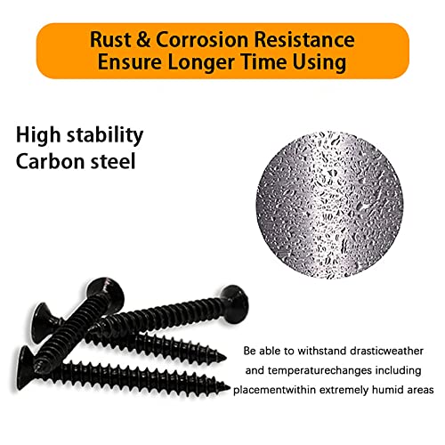 530 pcs M4 Black Wood Screws Assortment Kit,High Hardness Carbon Steel Self-Tapping Screws,Phillips Drive Flat Head Screws Set Kit,Black Oxide,Full Thread,Countersunk Head - size: M4, style: Flat Head (Carbon Steel)