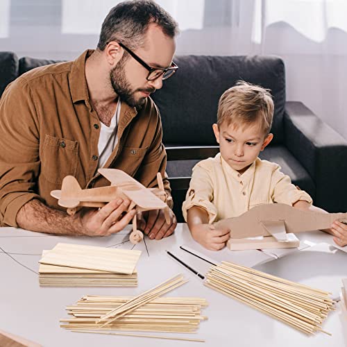 240 Pieces Balsa Wood Sticks Hardwood Square Wooden Craft Dowel Rods Unfinished Balsa Wood Sheets 12 Inch Thin Wooden Strips 1/4 Inch 1/8 Inch for DIY Molding Crafts Projects Making
