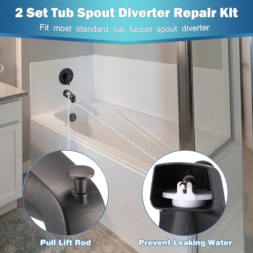 Enhon 2 Set Tub Spout Diverter Repair Kit (Oil Rubbed Bronze, Classic) | Includes 2 x Diverter Valve Stems, 2 x Cup Seals and 2 x Gates, Bathroom Shower Bathtub Leaky Faucet Repair Replacement Parts - color: Oil Rubbed Bronze