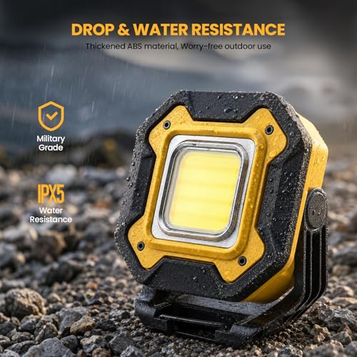 Rechargeable Magnetic Work Light for Repair Mechanic, 6000mAh 2Pack - color: Yellow