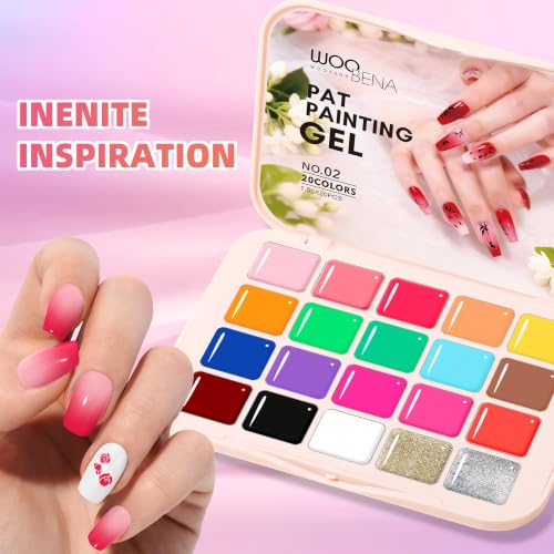 20 Colors Ombre Gel Nail Polish - Sponge Pat Pat Gel Polish Palette for Gradient Nails, Aura & French Manicure,DIY Nail Art Kit for Beginners & Professionals - color: 20-Colors-A1