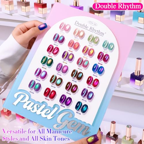 Double Rhythm 28Pcs 0.5Oz Cat Eye Gel Nail Polish Set Same Color Same Bottle Gel Polish Kit Nail Art Manicure Salon DIY at Home for Women (T24-16) - color: Ethereal Aurora