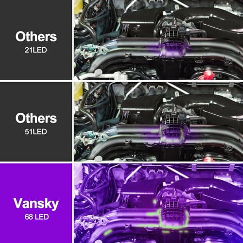 Vansky Air Conditioner Leak Detector: Professional Car Tool 68 LED Automotive AC UV Dye Leak Detection Kit with Protective Glasses - style: 68 LED