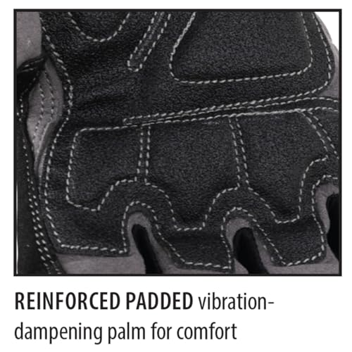 BLACK STALLION ToolHandz Anti-Vibration Leather Mechanic's Gloves GX100 - LARGE