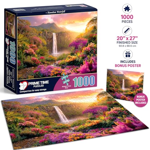 Adult Jigsaw Puzzle Hawaiian Waterfall 1000 Piece - color: Hawaii Waterfall