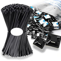 Zip Tie Mounts - SeuYeugX 1000 PCS Cable Self Adhesive Mounts Set for Wire Management with Stick Pads Anchors Clips Squares Holders (Black) - color: 1000pack Black