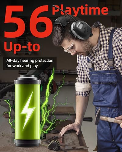 HP10 FM AM Radio Headphones with LCD Display, 30dB SNR Hearing Protection Safety Earmuffs for Mowing Work Shops, Grey - style: Grey, Fm/Am Radio, No Bluetooth, 2aa Batteries(no Include)