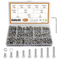 850Pcs M3 201 Stainless Steel Hex Socket Cap Bolt & Nut Set - size: M3x5/6/8/10/12/14/16/18/20-850Pcs