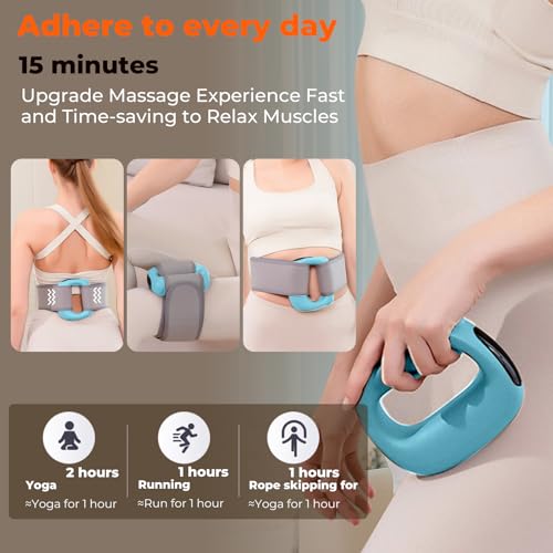 Deep Tissue Percussion Muscle Massage Gun: with Heat, Adjustable Intensity and Speed, Super Quiet, USB-C Rechargeable, Portable, Pain Relief for Athletes and Everyone, Ideal Gift（Blue） - color: Blue